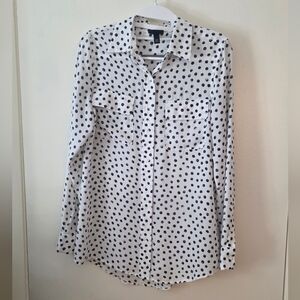Who What Wear Black and White Polka Dot Blouse